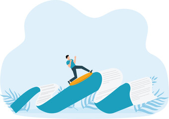 White-collar surfboard on file concept

