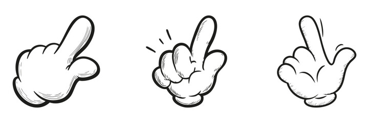 Fototapeta premium Cartoon Hand Pointing Gestures Illustration Set. Communication and Interaction Symbols Collection. Isolated Vector Illustration
