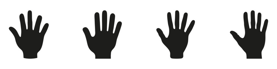 Obraz premium Silhouette Hand Gestures Icons Set. Communication And Interaction Symbol Collection. Graphic Design And Interface Element. Isolated Vector Illustration