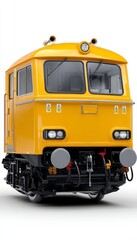 Fototapeta premium Yellow Freight Train Locomotive 3D Render on White Background