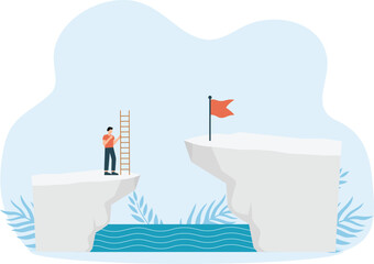 Giants use ladders to help white collars climb up targets concept