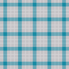 Seamless teal and gray plaid pattern, classic tartan design for fabric, wallpaper, and backgrounds