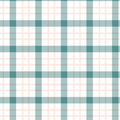 Seamless teal and peach plaid pattern isolated on white background design for fabric, wallpaper, and backgrounds
