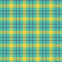 Seamless turquoise and yellow plaid with navy and red stripes design for fabric, wallpaper, and backgrounds