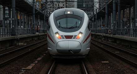 Fototapeta premium Modern High-Speed Train at a Railway Station Platform