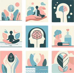 Mental Health Symbols for Wellness and Self-Care