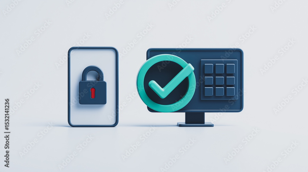 Poster digital security assured: illustrating robust digital security with a secure padlock on mobile devic