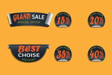 Discount sticker collection, sale, super discount.