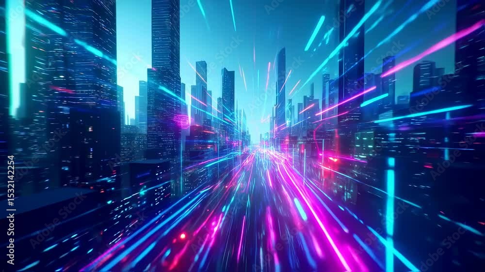 Aufkleber big data connection technology cityscape telecommunication and communication network concept smart c