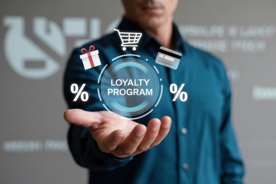 Person displaying a loyalty program interface.
