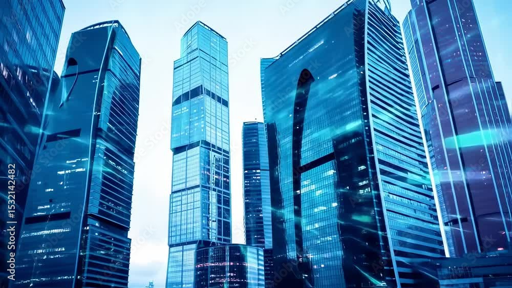 Poster big data connection technology cityscape telecommunication and communication network concept smart c