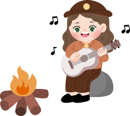 cute pramuka kid scout cartoon character