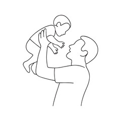 Father Playing with Child in Simple Line Art Style