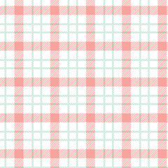Seamless pastel peach and mint green plaid pattern design for fabric, wallpaper, and backgrounds
