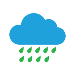  Rain Cloud with Green Droplets Vector Icon Weather and Environmental Symbol