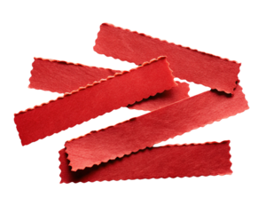 set of red torn paper on transparent