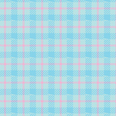 Seamless pastel blue and pink plaid pattern design for fabric, wallpaper, and backgrounds