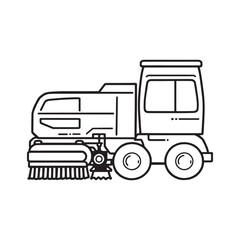 Street cleaning machine outline vector illustration