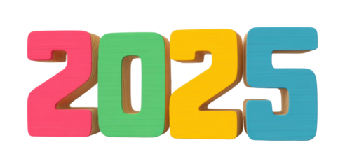 Colorful 2025 block numbers: vibrant year display
