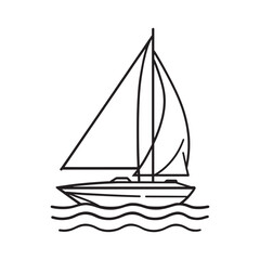Stylized sailboat graphic in modern line art format