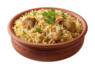 Delicious chicken biryani in traditional clay pot