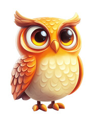 Naklejka premium Adorable cartoon owl with large eyes and feathered details