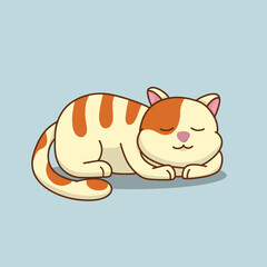 A cute cartoon cat sleeping peacefully