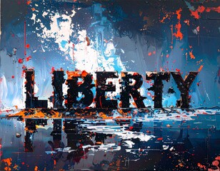 Liberty or Death: Grunge Text Art with Abstract Paint Splatter