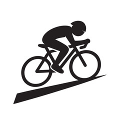 Obraz premium Silhouette of Cyclist Riding Bicycle Uphill in Racing Position
