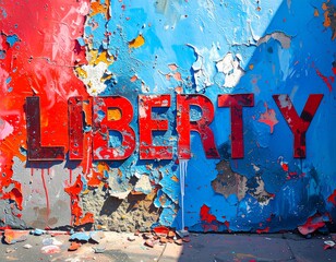 Liberty or Death: Grunge Text Art with Abstract Paint Splatter