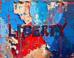 Liberty or Death: Grunge Text Art with Abstract Paint Splatter