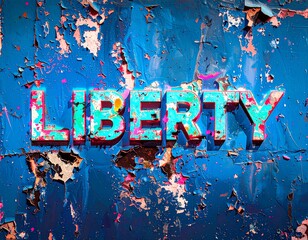 Liberty or Death: Grunge Text Art with Abstract Paint Splatter