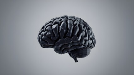Style Artificial Brain Formed from Folded Digital Sheets and Data Textures, Suspended Over a Minimalist Gradient Background with Elegant Lighting