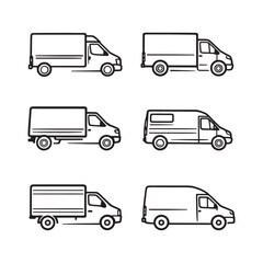  Vector Line Art Delivery Van Minimal Outline Drawing