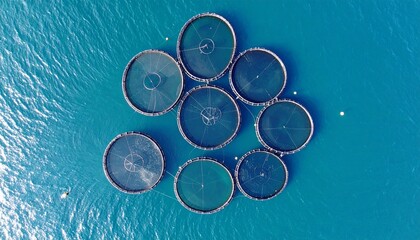 fish farming,fishing in modern cages aerial view