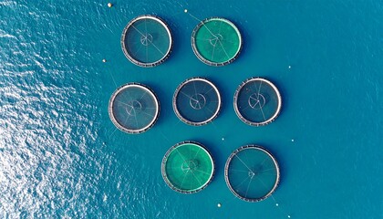 fish farming,fishing in modern cages aerial view