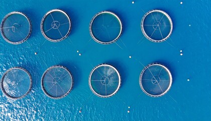 Industrial modern fish farm, aquaculture, fishing industry
