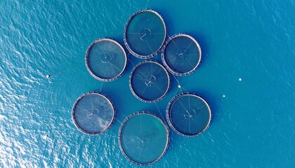 Industrial modern fish farm, aquaculture, fishing industry