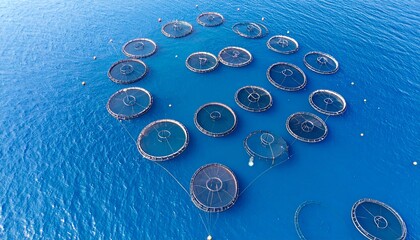 Industrial modern fish farm, aquaculture, fishing industry