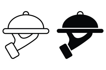 dish serving icon illustration isolated vector. Room service hotel dinner meal icon vector. Tray of Food icon vector Logo Template Design. Vector illustration.