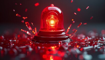 Red Warning Light With Glass Pieces