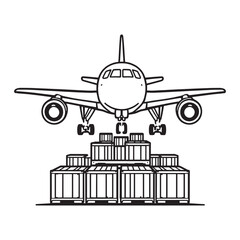 vector line drawing of cargo airplane