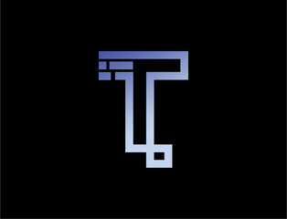 Abstract letter t logo design technology concept