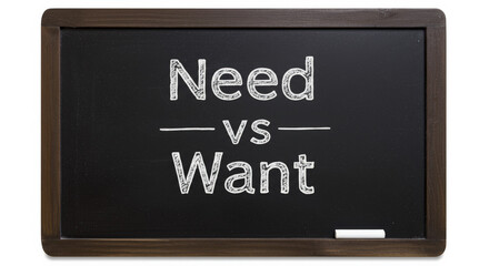Chalkboard With "Need vs Want" Written in Chalk