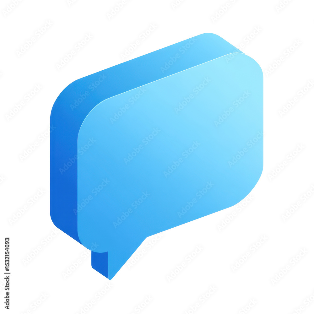 Poster isometric blue chatbox 3d icon on a transparent png background perfect for ui designs and applicatio