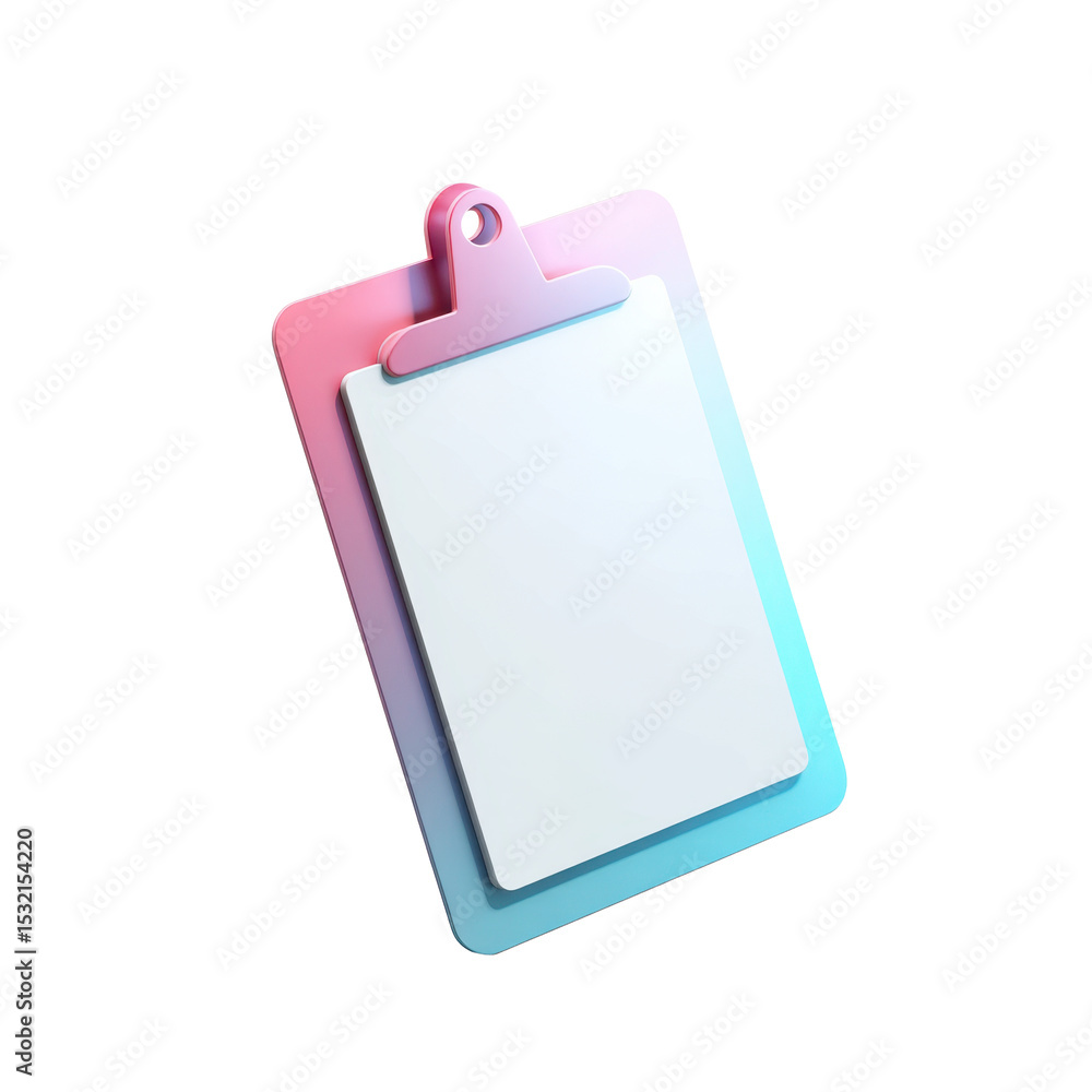 Poster transparent png icon representing a pastel colored 3d clipboard for cut and paste functionality in a