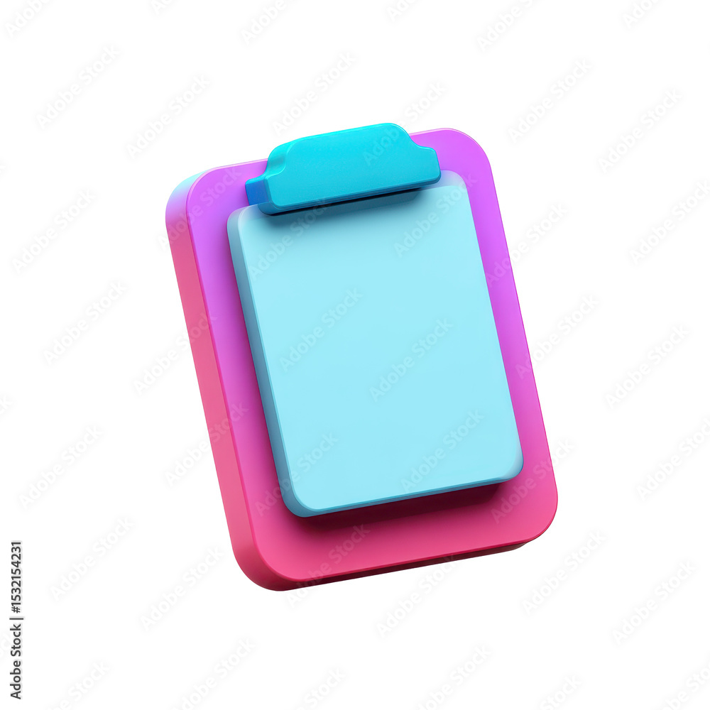 Poster an eye catching transparent 3d icon of a clipboard with pastel colors for paste functionality in png