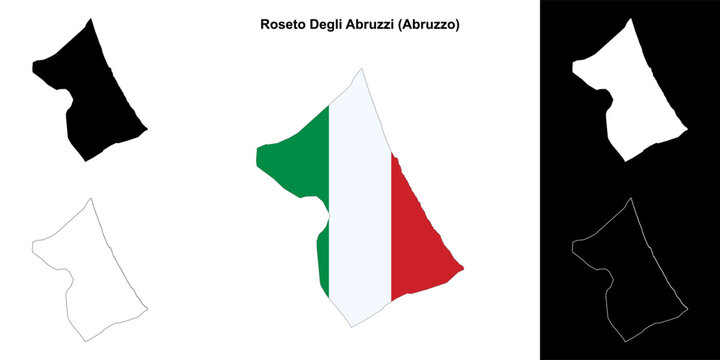 Roseto Degli Abruzzi (Abruzzo) outline map set
