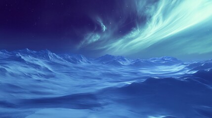 Fototapeta premium Celestial Snowscape: Arctic Aurora Under a Starry Night