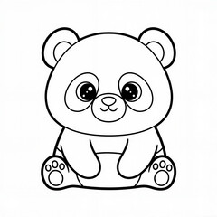 A cute baby panda bear with a sweet expression, sitting and representing wildlife, against a plain white background with copy space